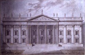 Senato Evi Projesi, Londra (kalem ve mürekkep ve kağıt üzerine sulu boya) by Thomas Hardwick