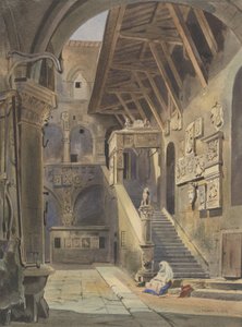 Bargello Mahkemesi, Floransa, 1839 (kağıt üzerinde mürekkep ve kurşun kalemle tuvalet)