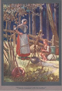 Francis annesiyle birlikte kaldı (renkli litografi) by Thomas Heath Robinson