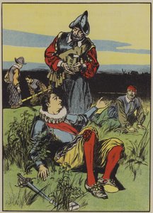 Sir Philip Sidney ve Ölmekte Olan Asker (renkli taş baskı) by Thomas Heath Robinson