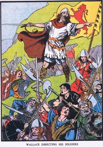 Wallace askerlerini yönetirken (renkli taş baskı) by Thomas Heath Robinson