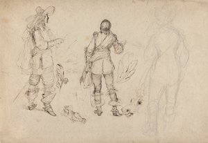 Cavaliers, Horse's Head ve Plumes Eskizleri Sayfası by Thomas Henry Nicholson