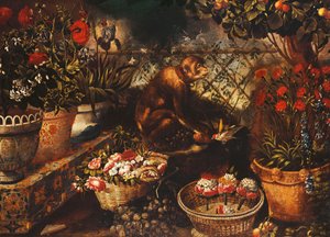 çitle çevrili bir bahçede bir maymun, by Thomas Hiepes