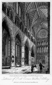 Poets Corner'ın İçi, Westminster Abbey, Londra, 1817.