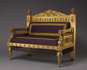Kanepe, maker Unknown Maker, c.1802-1807 (yaldız-ahşap, reprodüksiyon yün döşeme)
