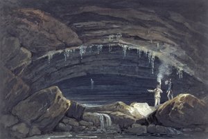 Porth yr Ogof#39;taki mağaranın açılışı (kağıt üzerine suluboya)