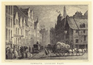 Cowgate, doğuya bakıyor (gravür) by Thomas Hosmer (after) Shepherd