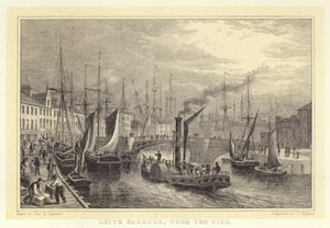 Leith Harbour, İskeleden (gravür)