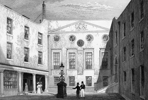 Eczacılar Salonu, Pilgrim St., Blackfriars, J. Hinchliff tarafından oyulmuş, 1831 by Thomas Hosmer Shepherd
