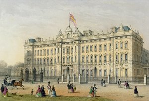 Bachelier tarafından kazınmış Buckingham Sarayı, pub. 1854 by Thomas Hosmer Shepherd