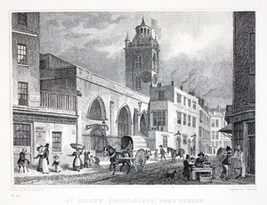 St Giles Kilisesi, Cripplegate, 'Londra ve Ondokuzuncu Yüzyılda Çevresi' barından. Jones und Co., 1827-1829 by Thomas Hosmer Shepherd