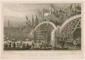 New London Bridge inşaatı, 9 Kasım 1827 by Thomas Hosmer Shepherd