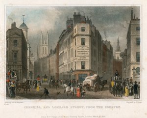Tavukçuluktan Cornhill ve Lombard Street, Londra by Thomas Hosmer Shepherd