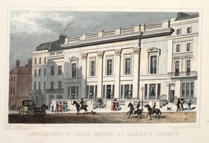 Crockfords Kulüp Evi, St. James Caddesi. bar. 1828 (el renkli gravür) by Thomas Hosmer Shepherd