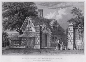 Gate-Lodge of Broomwell House, Brislington, Bristol yakınında (gravür) by Thomas Hosmer Shepherd