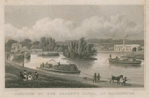 Regent Kanalının Kavşağı, Paddington, Londra (gravür) by Thomas Hosmer Shepherd
