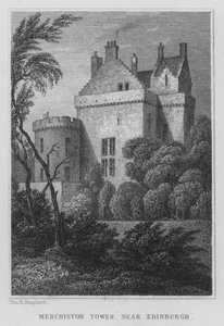 Edinburgh yakınlarındaki Merchiston Kulesi (gravür) by Thomas Hosmer Shepherd