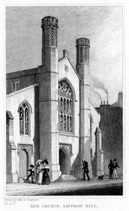 Yeni Kilise, Saffron Tepesi, Camden, Londra, 19. yüzyıl. by Thomas Hosmer Shepherd
