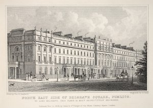 Belgrave Meydanı'nın Kuzey Doğu Yakası, Pimlico, 'Londra ve Ondokuzuncu Yüzyılda Çevresi' pubından. Jones und Co., 1827-1829 by Thomas Hosmer Shepherd