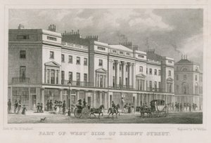 Regent Street, Londra'nın batı tarafının bir parçası by Thomas Hosmer Shepherd