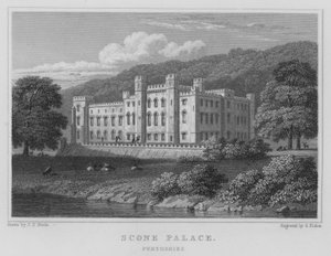 Scone Sarayı, Perthshire (gravür) by Thomas Hosmer Shepherd