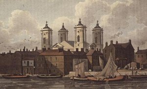 Aziz John Kilisesi, Smith Meydanı (aquatint) by Thomas Hosmer Shepherd