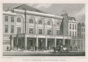 Surrey Tiyatrosu, Blackfriars Road, Londra (gravür) by Thomas Hosmer Shepherd