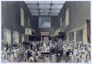 Lordlar Kamarası, Majesteleri Parlamento Oturumunu açarken, gravür Henry Melville (fl.1826-41), c.1840 by Thomas Hosmer Shepherd