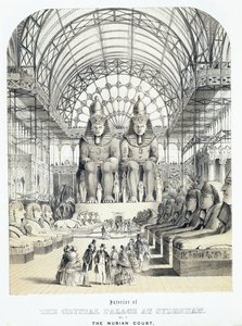 Sydenham'daki Kristal Saray'daki Nubian Mahkemesi, 1851-1855 dolayları (aquatint) by Thomas Hosmer Shepherd