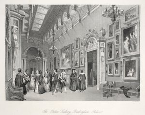 Buckingham Sarayı'ndaki Resim Galerisi, 'Kostümleri ve Törenleriyle Londra İç Mekanları' pub'ından. Joseph Mead, Londra, c.1843 (çelik oyma) by Thomas Hosmer Shepherd