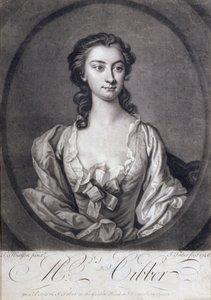 Bayan Cibber'in (1714-66), oyuncu ve şarkıcı portresi, John Faber (1684-1756), 1746 tarafından oyulmuş by Thomas Hudson