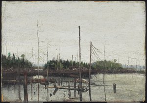 Boğulmuş Toprak, 1912 (kağıt üzerine yağlıboya (kabartma tuval dokusu ile) ahşap üzerine) by Tom Thomson
