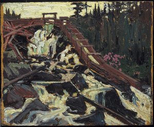Timber Chute, 1915 (kompozit odun hamuru tahtası üzerinde yağ) by Tom Thomson