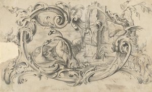 Savaşta İki Kuğu ile Baca Parçası için Tablet Tasarımı, Bir Parşömen İçinde Kapalı..., 1762.