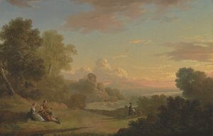 Baiae Körfezi'ne Bakan Gezgin ve Figürlerle Hayali Bir Manzara by Thomas Jones