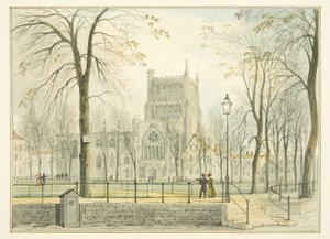 Bristol Katedrali ve College Green (kağıt üzerine sulu boya) by Thomas Leeson the Elder Rowbotham