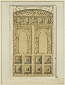 Altar, St John Kilisesi yakınında Oyma İç Kapı (kağıt üzerine suluboya) by Thomas Leeson the Elder Rowbotham