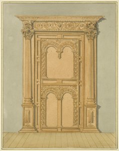 Oyma Meşe Kapı, 6 Redcliffe Caddesi (kağıt üzerine suluboya) by Thomas Leeson the Elder Rowbotham