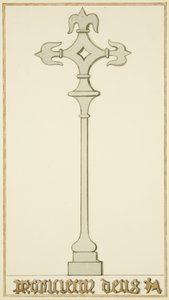 Aziz John Kilisesi Mahzenindeki eski Mezar Taşı üzerinde çapraz (kağıt üzerine suluboya) by Thomas Leeson the Elder Rowbotham