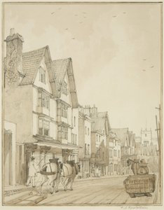 Temple Street, kuzeye bakıyor (kağıt üzerine kalem ve suluboya) by Thomas Leeson the Elder Rowbotham
