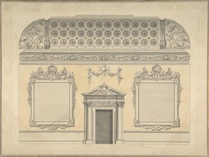 Kavisli Tavanlı ve Korint Süslü Bir Rokoko Odasının Kesiti için Tasarım..., ca.1750. by Thomas Lightoler.