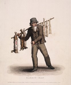 Tavşanlarla asılı bir direği taşıyan tavşan satıcısı, 1820