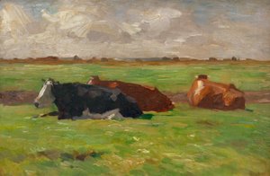 Yalancı inekler ile Kuzey Almanya yaz manzarası by Thomas Ludwig Herbst