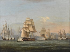 HMS Spartan & French Fırkateynleri: Hareketin Başlangıcı, 3 Mayıs 1810 (Napoli Körfezi) (tuval üzerine yağlı boya) by Thomas Luny