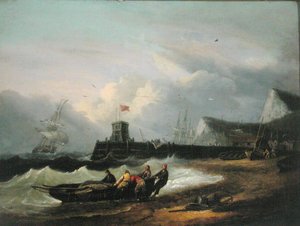 Dover Limanı Açıklarında Bir Tekneyi Karaya Çekmek by Thomas Luny