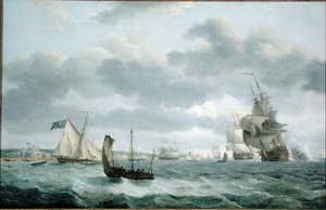 Dover Açıklarında Bir Esinti İçinde Savaş Adamları ve Diğer Gemiler by Thomas Luny