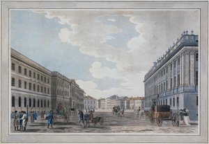 Milyonnaya Sokağı ve Mars Tarlasından Mermer Sarayın Görünümü, 1790 by Thomas Malton the Elder