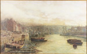 River Wear, North Bank Gümrük Binasından Batıya Bakıyor (kağıt üzerine suluboya) by Thomas Marie Madawaska Hemy