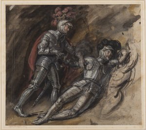 Düşmüş Şövalye (kalem, tuvalet ve kağıt üzerine guaj boya) by Thomas Miles Richardson
