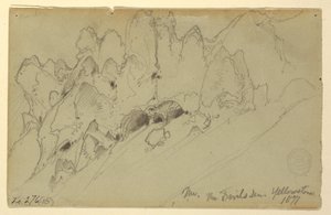 Çizim, Şeytan İni, Yellowstone, 1871 by Thomas Moran